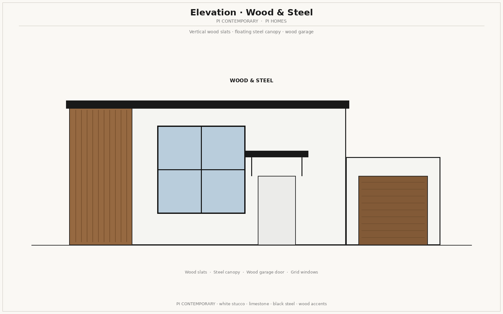Wood and steel — PI Contemporary elevation with a dressed front garden